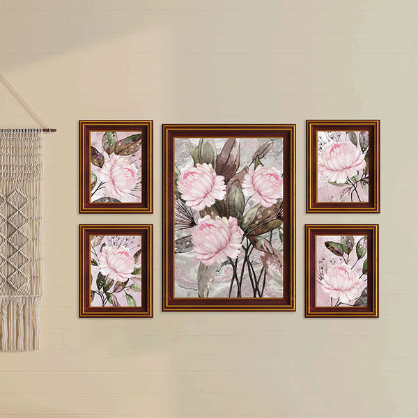 Wall Art & Paintings - Peony Pamper Wall Art - Set Of Five