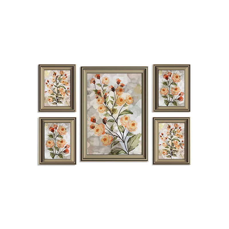 Wall Art & Paintings - Dahlia Mist Wall Art (Peach) - Set Of Five