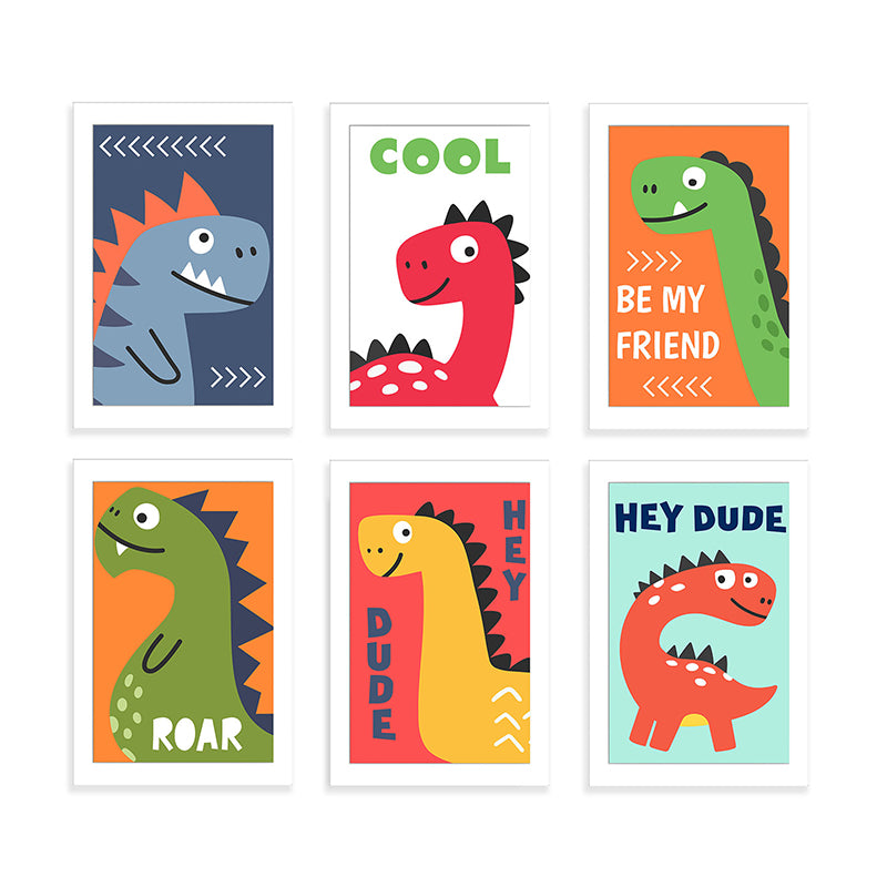 Wall Art & Paintings - Cool Dino Wall Art - Set Of Six