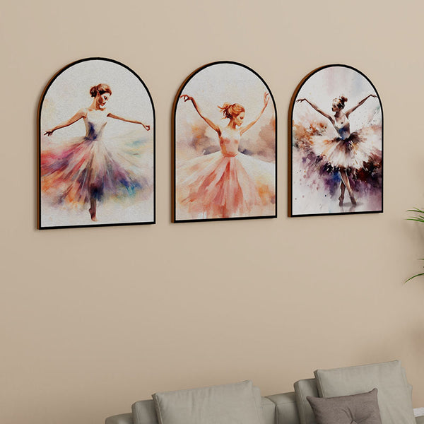 Wall Art & Paintings - Ballerina Elegance Wall Painting - Set Of Three