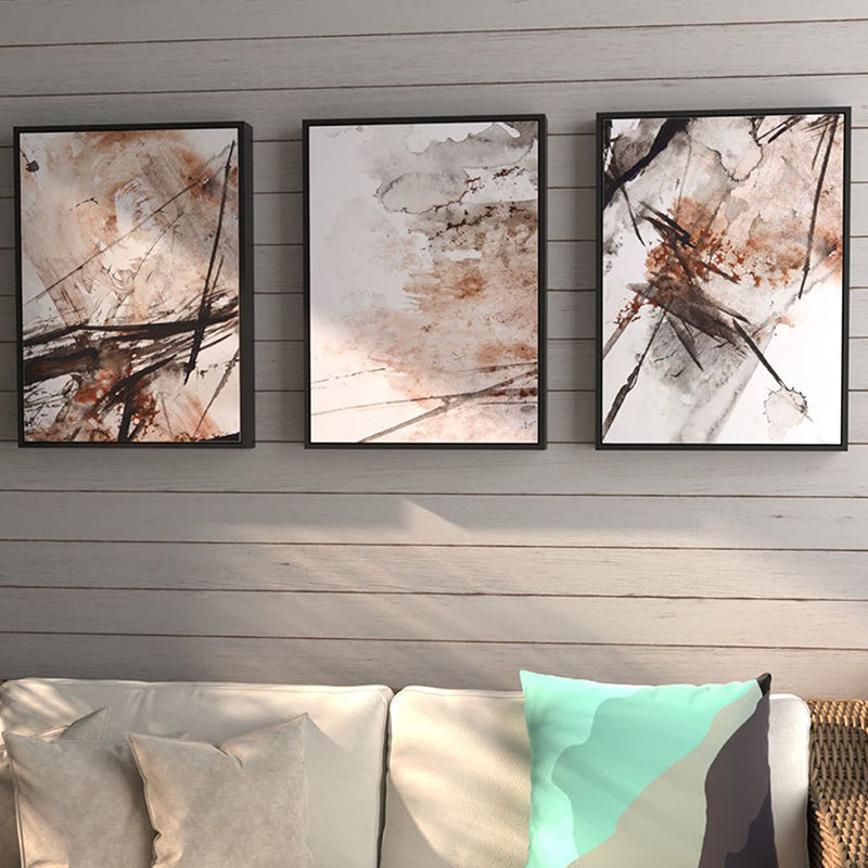 Wall Art & Paintings - Glima Splash Wall Painting (Brown) - Set Of Three