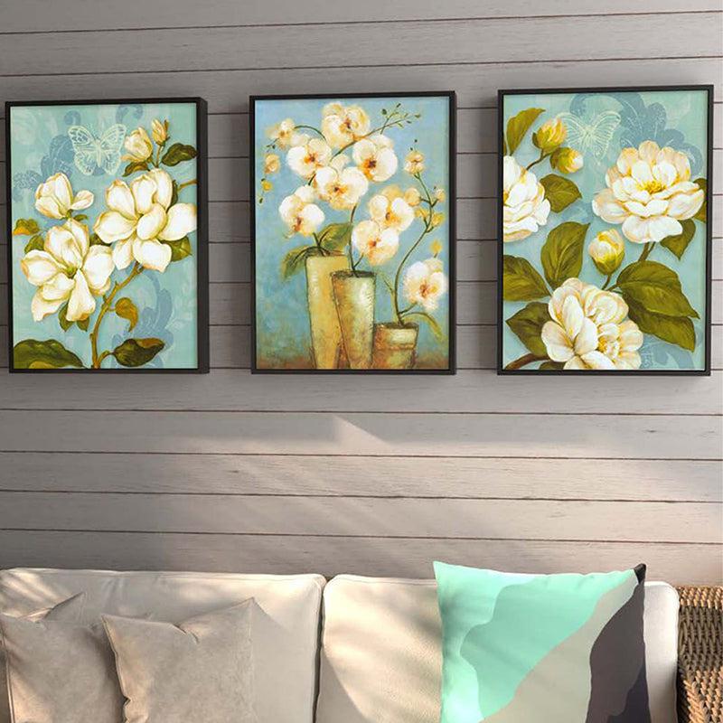 Buy Peony Garden Wall Painting - Set Of Three Wall Art & Paintings from Vaaree