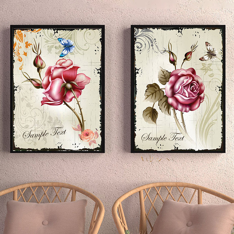 Wall Art & Paintings - Retro Rose Wall Painting - Set Of Two