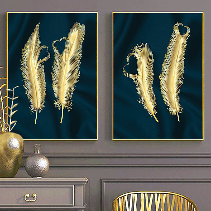 Wall Art & Paintings - Feather Lusture Wall Painting - Set Of Two