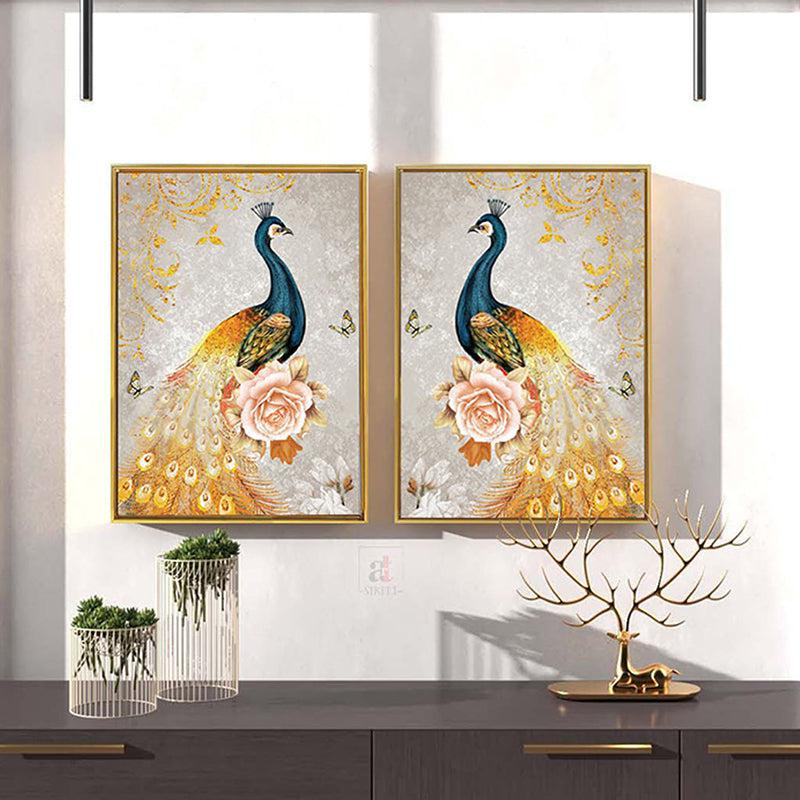 Buy Peacock Duo Dream Wall Painting - Set Of Two Wall Art & Paintings from Vaaree