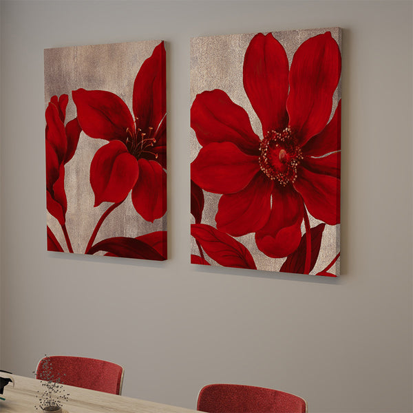 Wall Art & Paintings - Hibiscus Bloom Wall Painting - Set Of Two