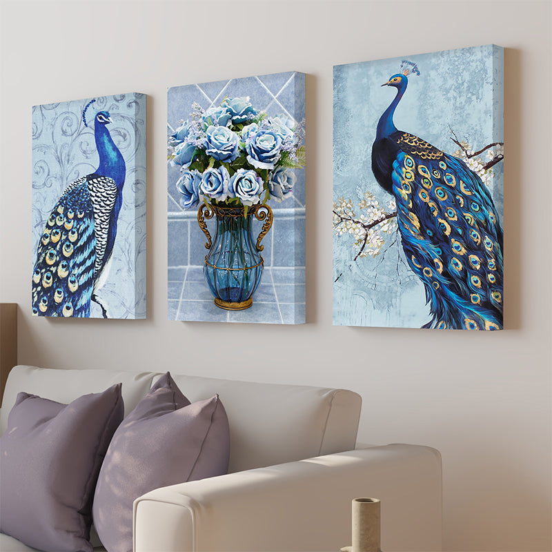 Wall Art & Paintings - Peacock Call Wall Painting - Set Of Three