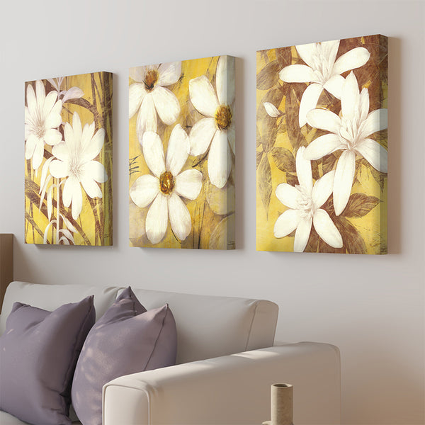 Wall Art & Paintings - Pristine Daisy Wall Painting - Set Of Three