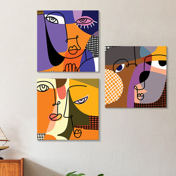 Wall Art & Paintings - Face Reflect Abstract Wall Painting - Set Of Three