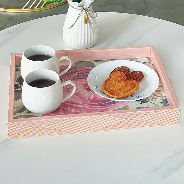 Serving Tray - Rio Glaze Wooden Tray - Pink