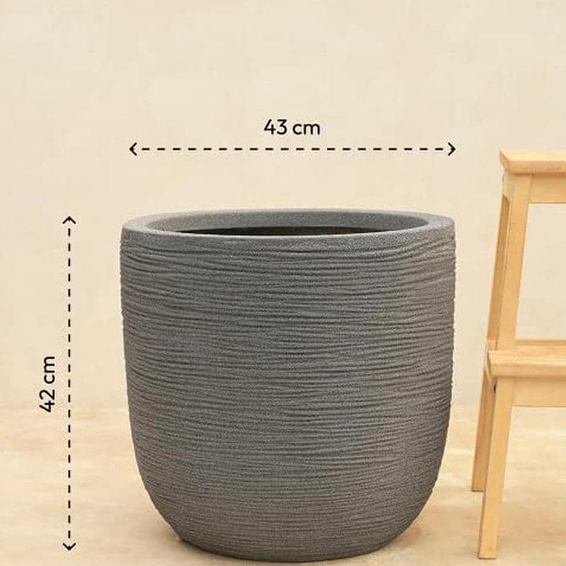 Buy Ugaoo Rib Short Planter (43 CM) - Grey Pots & Planters from Vaaree