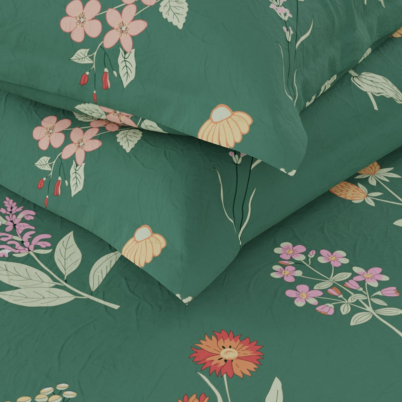 Buy Fetura Green Floral Bedsheet Bedsheets from Vaaree