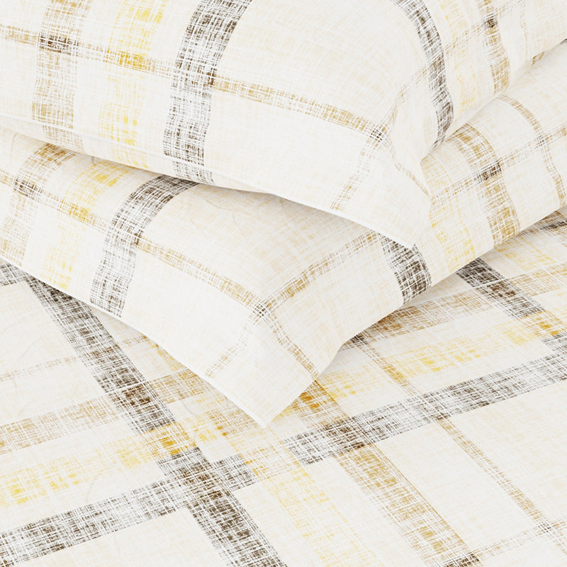 Buy Lydia Checks Bedsheet - Beige & Brown Bedsheets from Vaaree