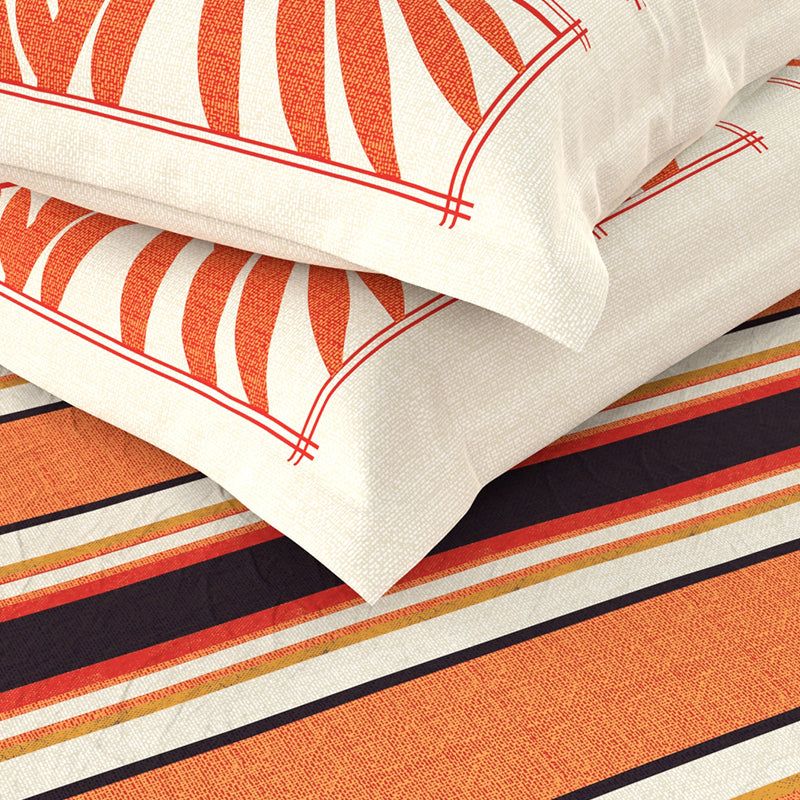 Buy Indie Striped Bedsheet - Orange Bedsheets from Vaaree