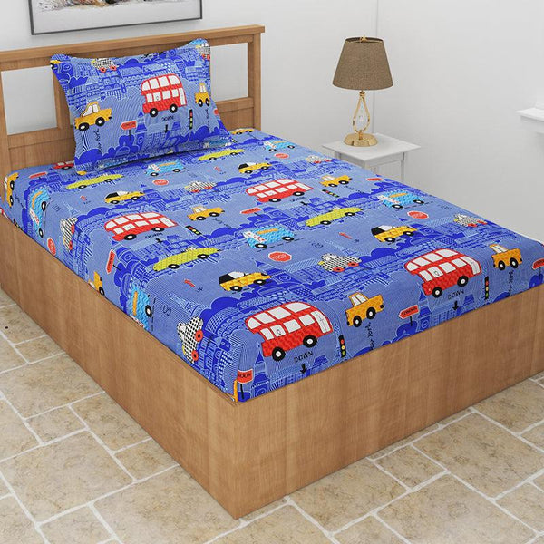 Buy Way To School Kids Bedsheet - Blue Bedsheets from Vaaree