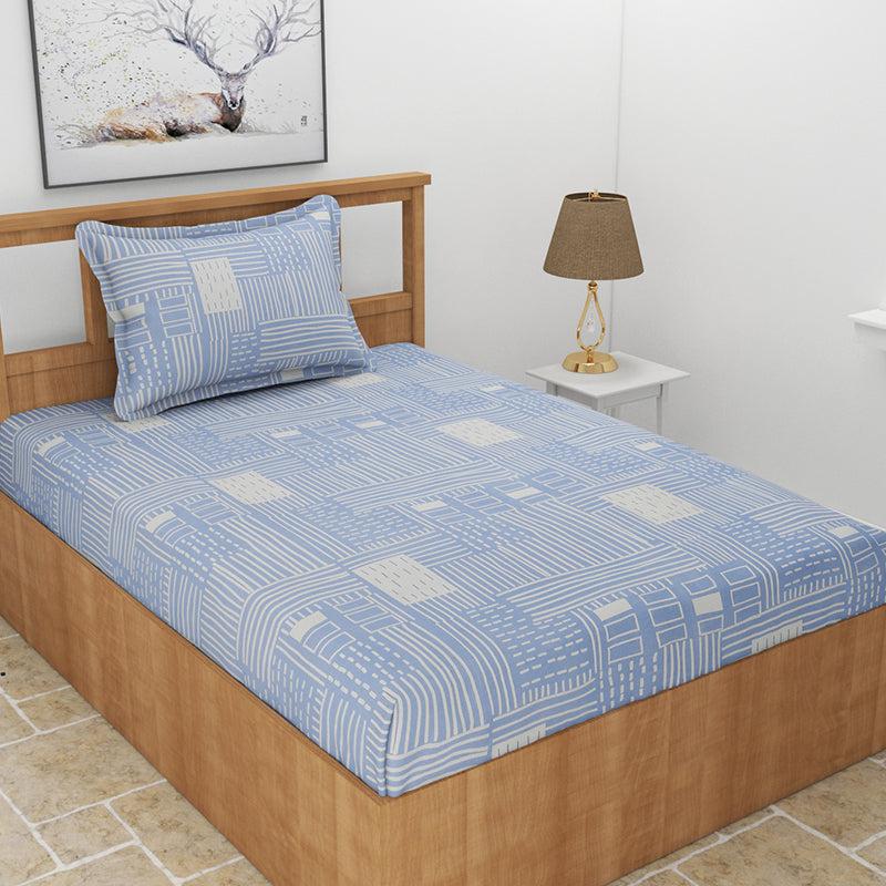 Bedsheets - Darby Abstract Bedsheet - Sky Blue