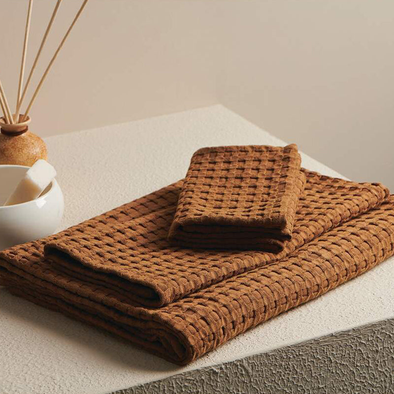 Buy Beehive Waffle Towel Combo (Brown) - Four Piece Set Towel Sets from Vaaree