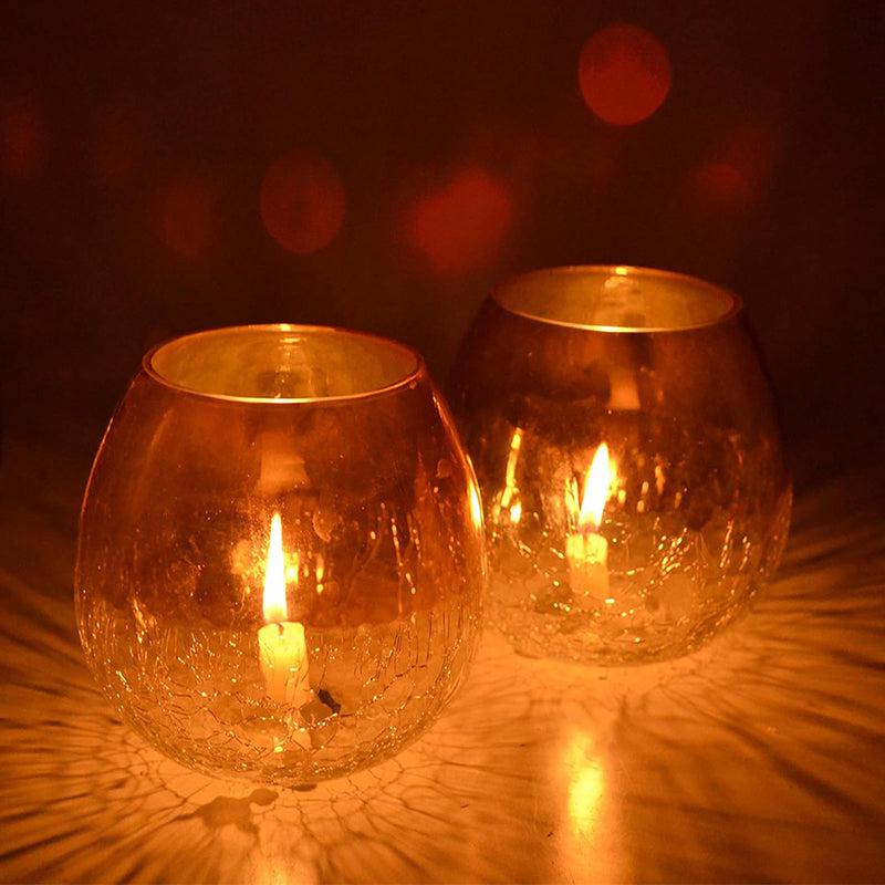 Buy Glamora Glass Tealight Candle Holder - Set Of Two Tea Light Candle Holders from Vaaree