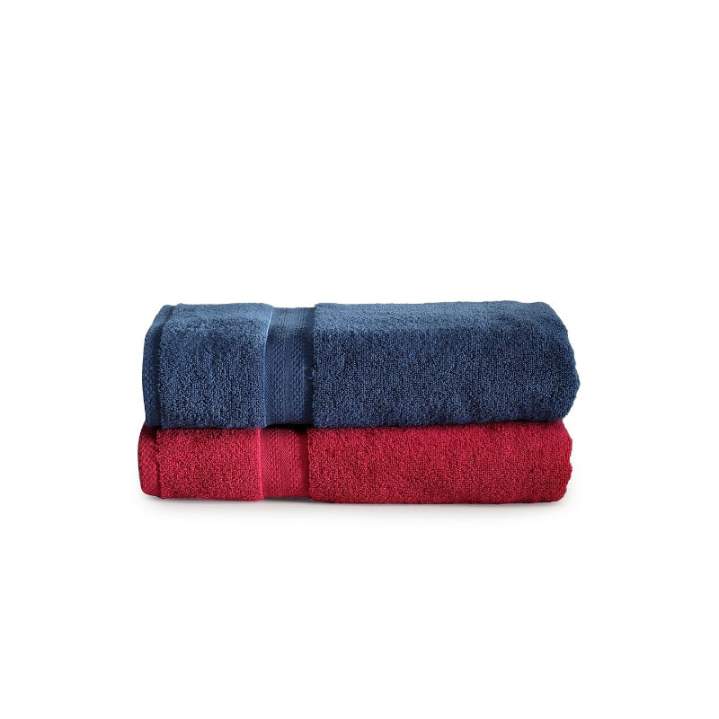 Buy Miorah Bath Towel (Red & Blue) - Set Of Two Bath Towels from Vaaree