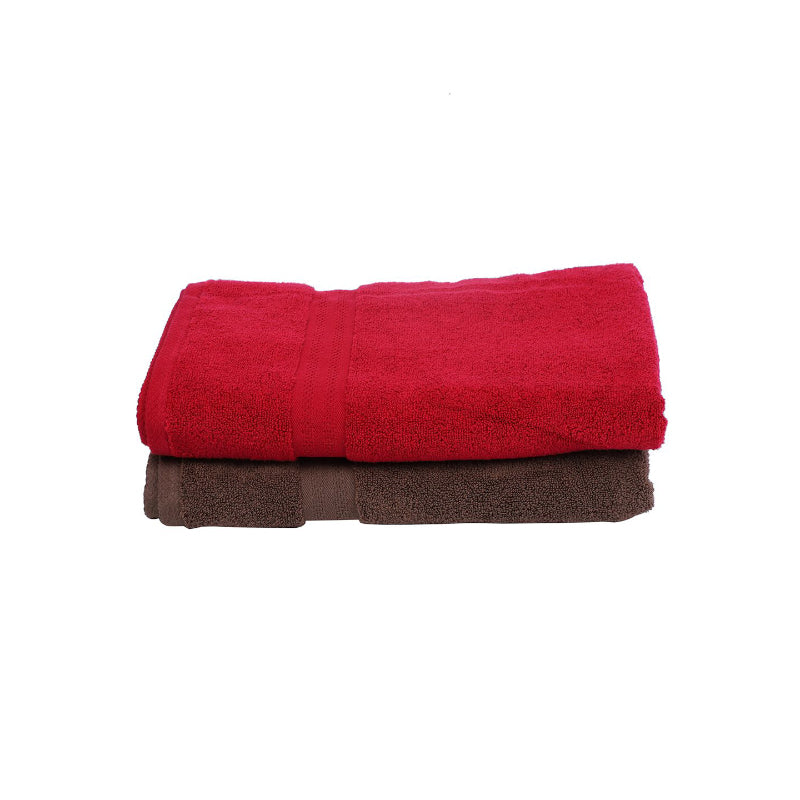 Buy Miorah Bath Towel (Red & Brown) - Set Of Two Bath Towels from Vaaree