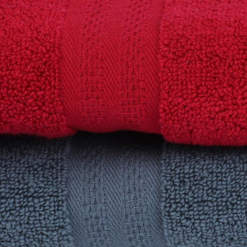 Buy Miorah Bath Towel (Red & Grey) - Set Of Two Bath Towels from Vaaree