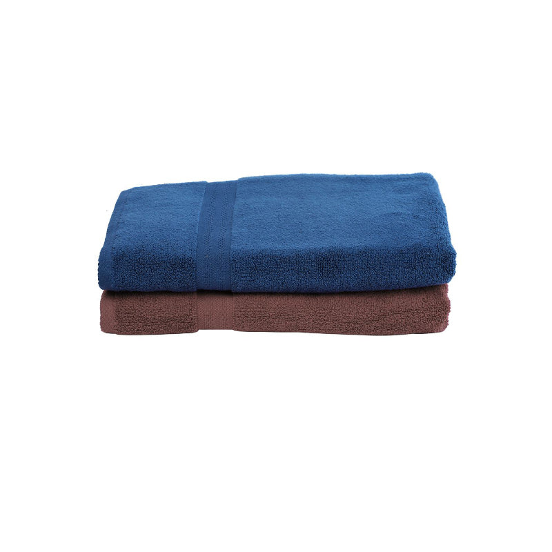 Buy Miorah Bath Towel (Blue & Brown) - Set Of Two Bath Towels from Vaaree