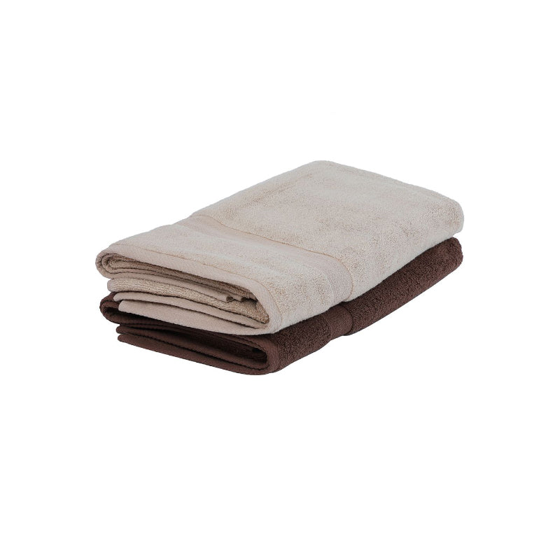 Buy Miorah Bath Towel (Brown & Beige) - Set Of Two Bath Towels from Vaaree