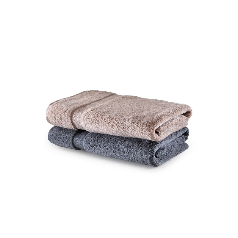 Buy Miorah Bath Towel (Beige & Grey) - Set Of Two Bath Towels from Vaaree