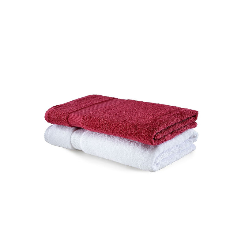 Buy Miorah Bath Towel (Red & White) - Set Of Two Bath Towels from Vaaree