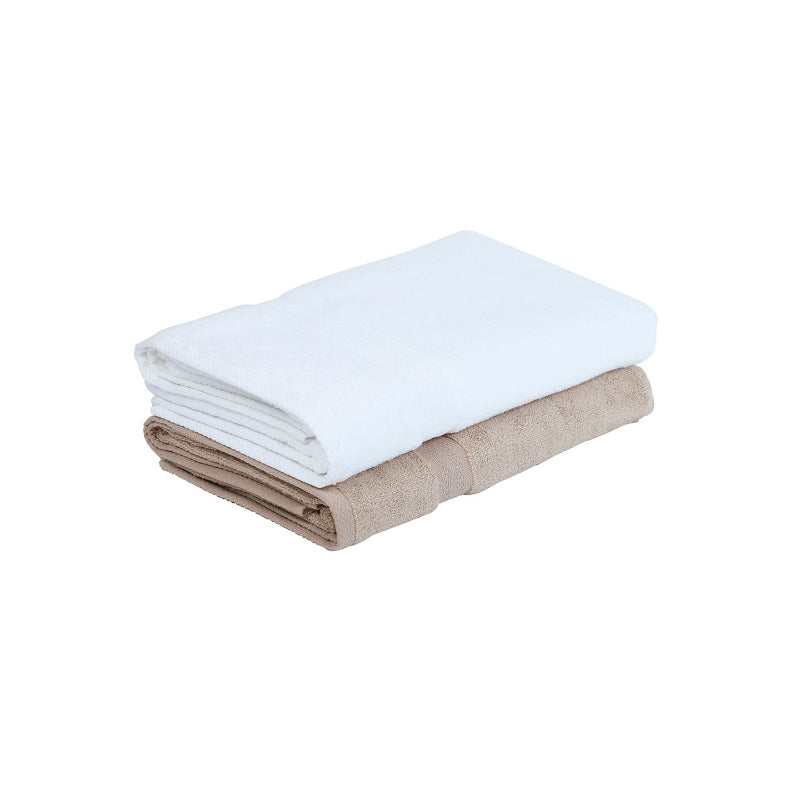 Buy Miorah Bath Towel (White & Beige) - Set Of Two Bath Towels from Vaaree