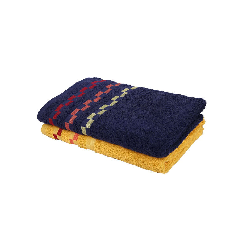 Buy Delpha Bath Towel (Blue & Yellow) - Set Of Two Bath Towels from Vaaree