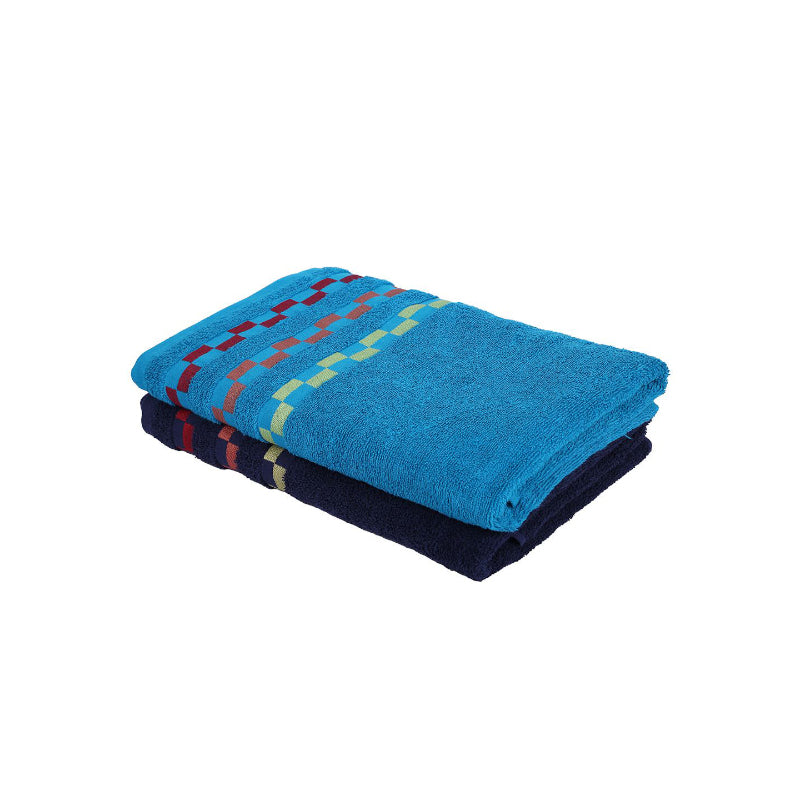 Buy Delpha Bath Towel (Light Blue & Dark Blue) - Set Of Two Bath Towels from Vaaree