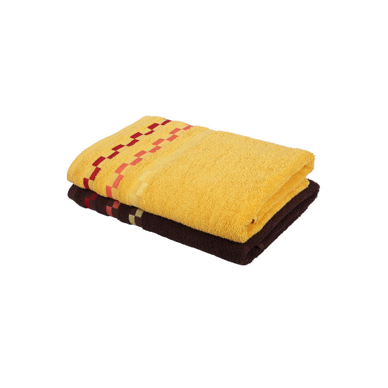 Buy Delpha Bath Towel (Yellow & Maroon) - Set Of Two Bath Towels from Vaaree