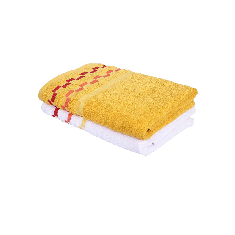 Buy Delpha Bath Towel (Yellow & White) - Set Of Two Bath Towels from Vaaree