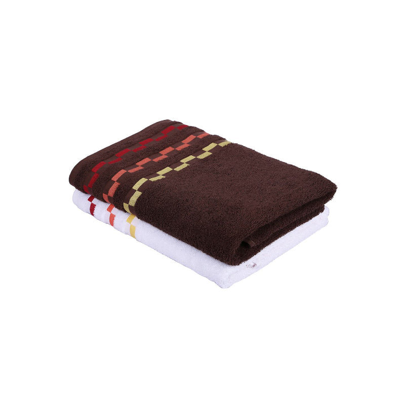 Buy Delpha Bath Towel (Brown & White) - Set Of Two Bath Towels from Vaaree