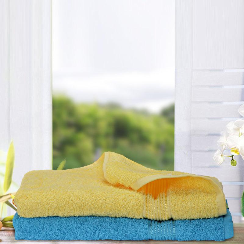 Buy Bodil Bath Towel (Yellow & Blue) - Set Of Two Bath Towels from Vaaree