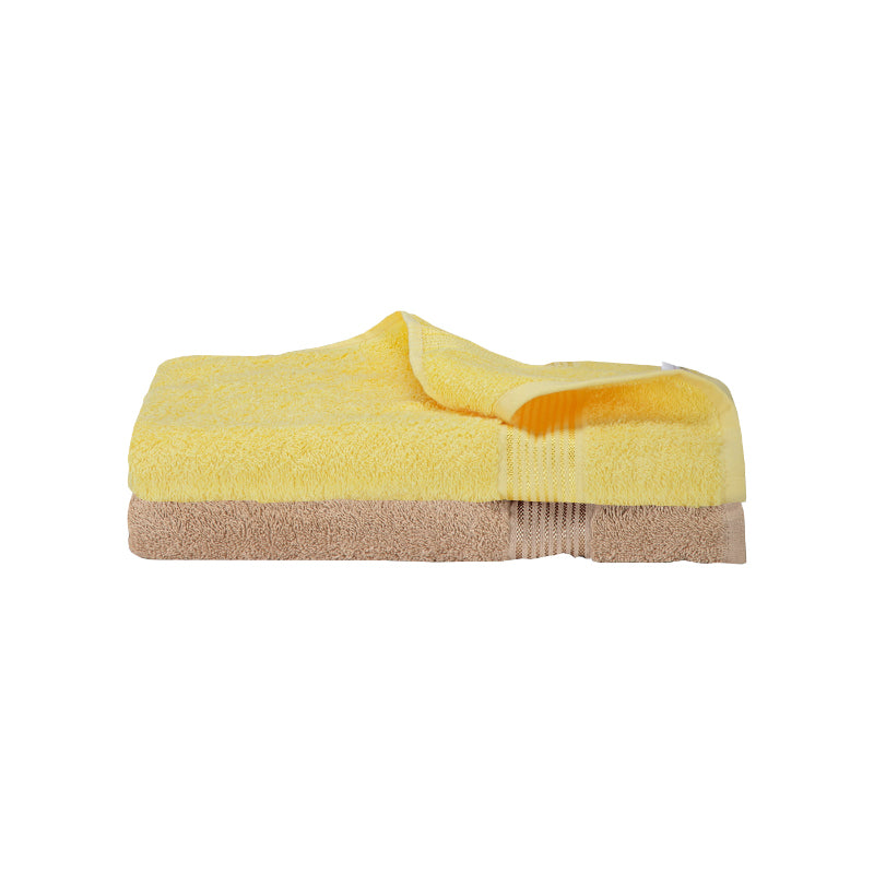 Buy Bodil Bath Towel (Yellow & Beige) - Set Of Two Bath Towels from Vaaree