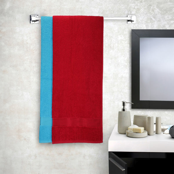 Buy Delpha Bath Towel (Red & Light Blue) - Set Of Two Bath Towels from Vaaree