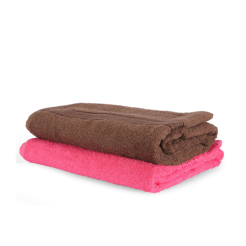 Buy Reffy Bath Towel (Pink & Brown) - Set Of Two Bath Towels from Vaaree