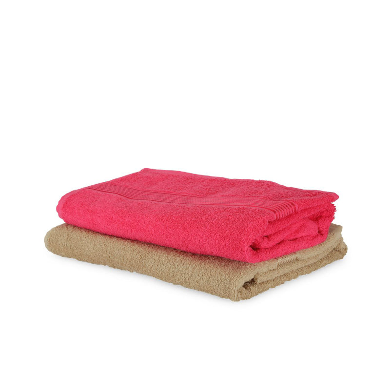 Buy Bodil Bath Towel (Pink & Beige) - Set Of Two Bath Towels from Vaaree