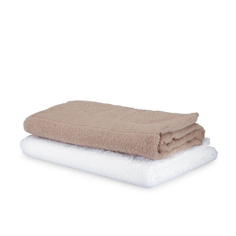 Buy Bodil Bath Towel (Beige & White) - Set Of Two Bath Towels from Vaaree