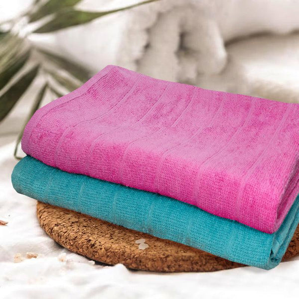 Buy Sarda Bath Towel (Purple & Light Blue) - Set Of Two Bath Towels from Vaaree