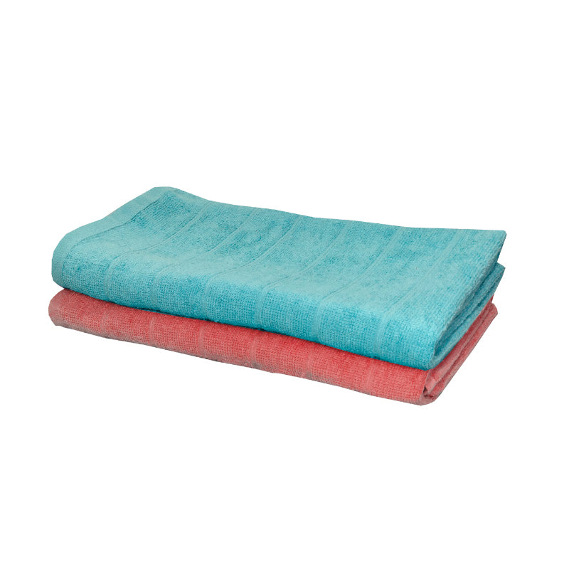 Buy Sarda Bath Towel (Light Blue & Peach) - Set Of Two Bath Towels from Vaaree