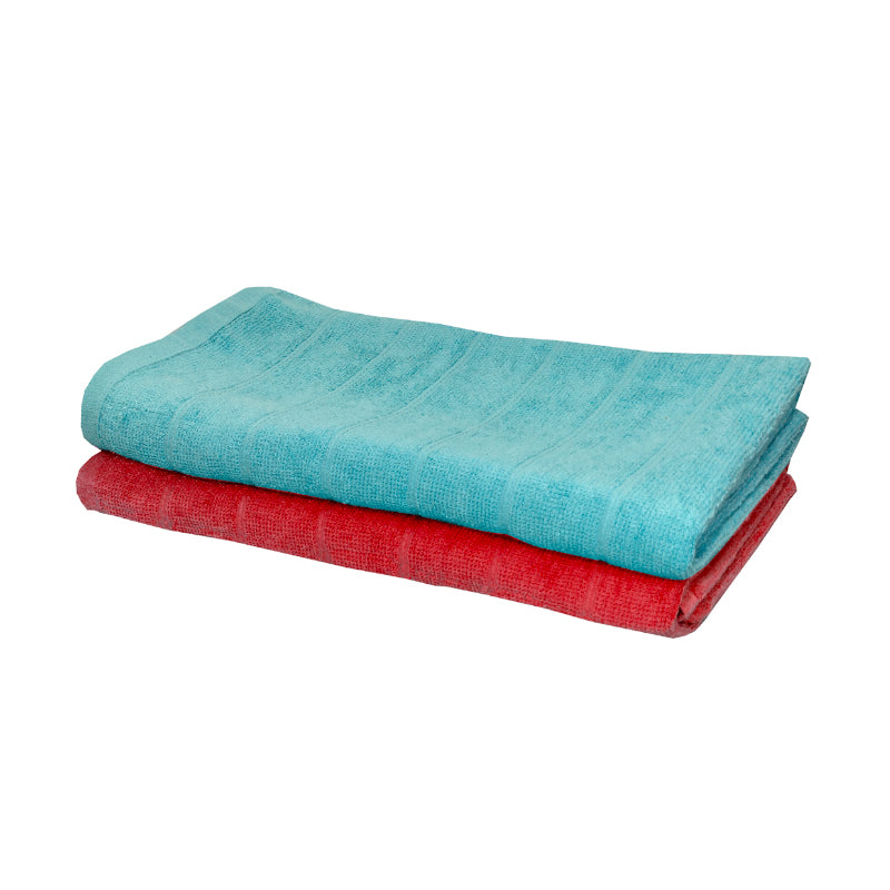 Buy Sarda Bath Towel (Light Blue & Pink) - Set Of Two Bath Towels from Vaaree