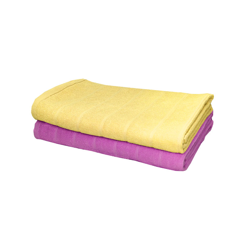 Buy Sarda Bath Towel (Yellow & Purple) - Set Of Two Bath Towels from Vaaree