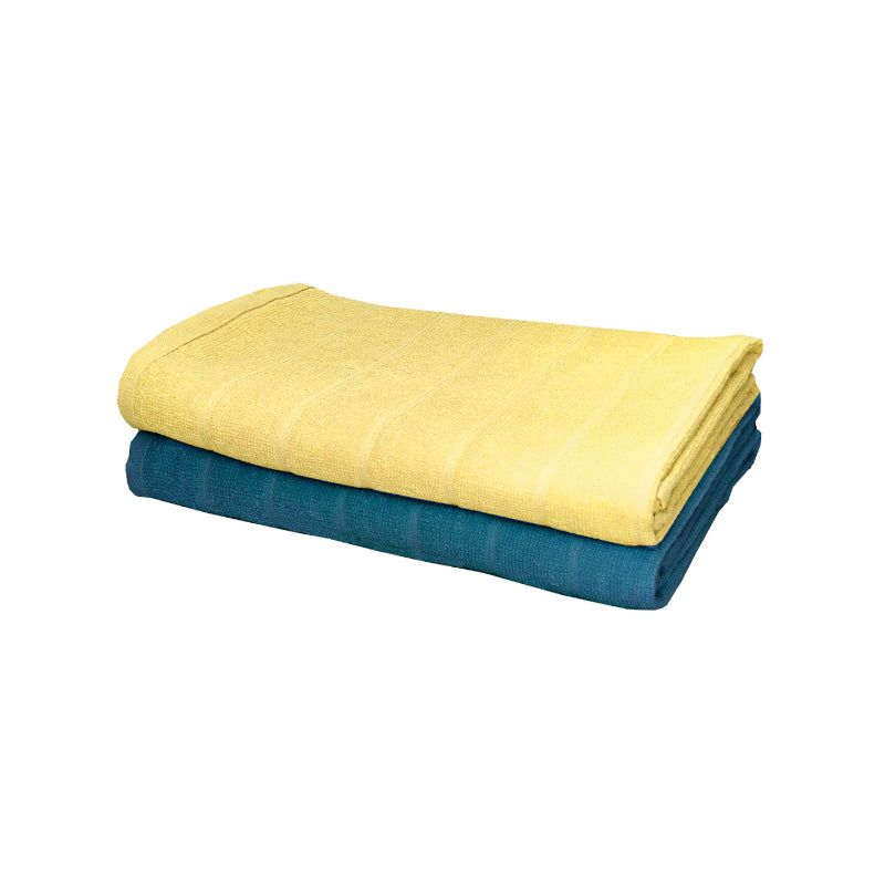 Buy Sarda Bath Towel (Yellow & Dark Blue) - Set Of Two Bath Towels from Vaaree