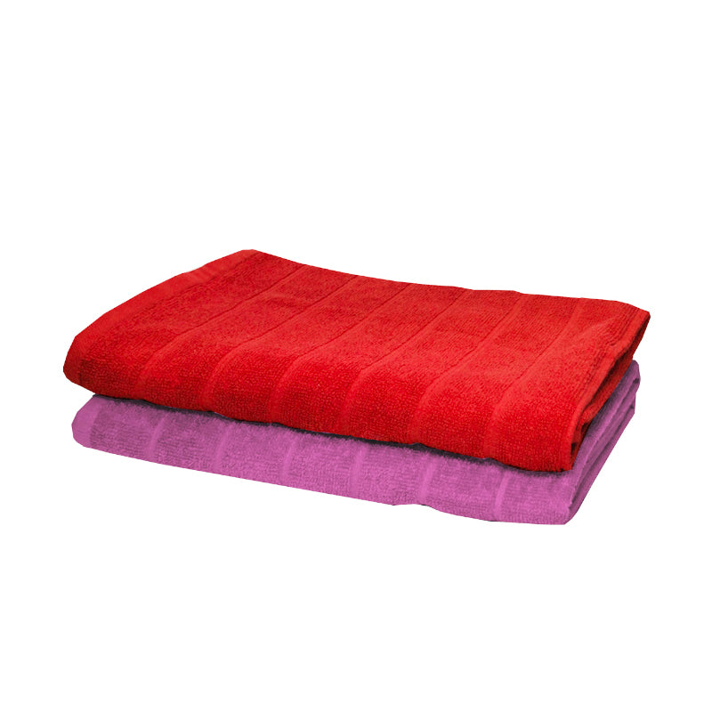 Buy Sarda Bath Towel (Red & Puple) - Set Of Two Bath Towels from Vaaree