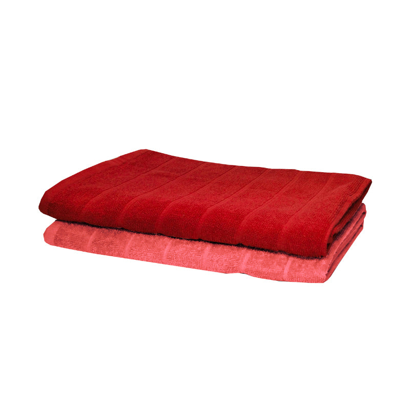 Buy Sarda Bath Towel (Red & Peach) - Set Of Two Bath Towels from Vaaree