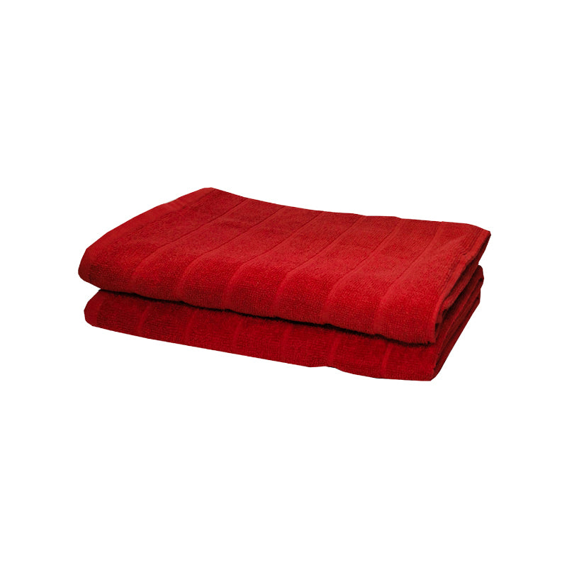 Buy Sarda Bath Towel (Red) - Set Of Two Bath Towels from Vaaree