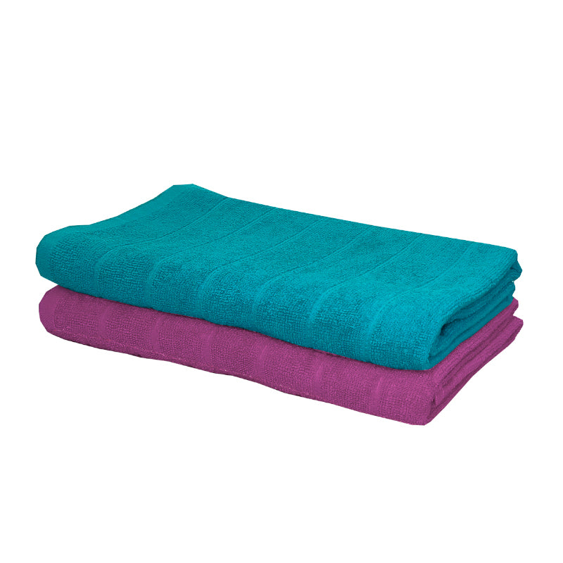 Buy Sarda Bath Towel (Aqua & Purple) - Set Of Two Bath Towels from Vaaree